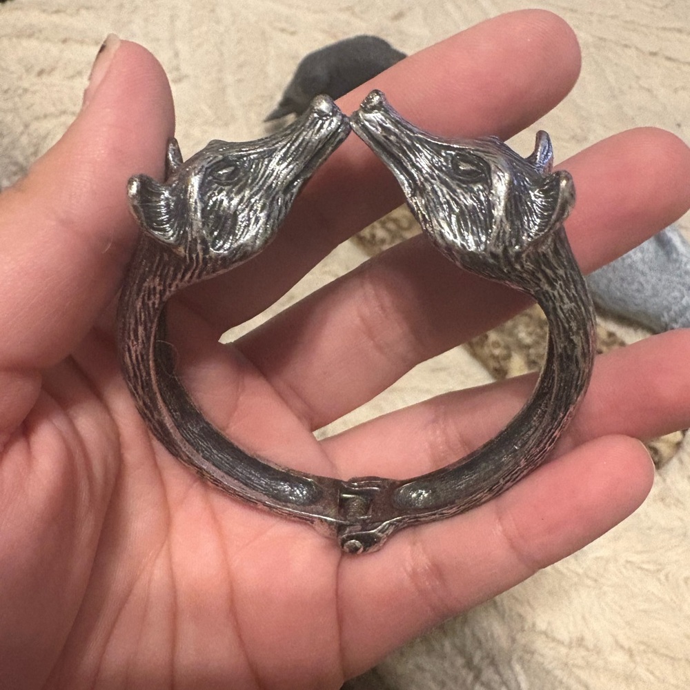 Silver Wolf/fox Head Bracelet